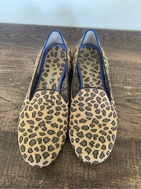 Size 6.5 Rothy's Cheetah Leopard Print Flats Women Shoes Slip On Preowned
